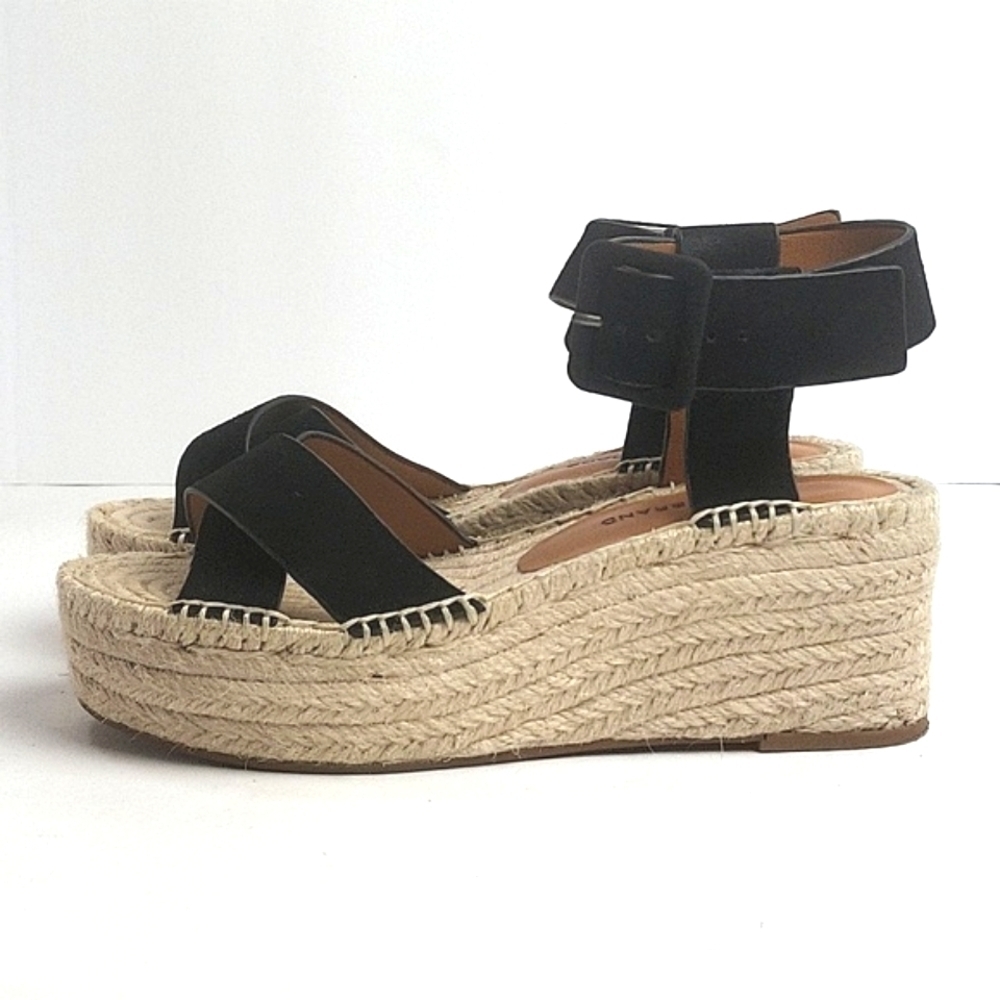 Lucky Brand Audrinah Black Suede Leather Ankle Strap Platform Espadrille… - Picture 4 of 16